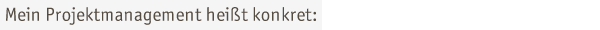 Mein Projektmanagement hei�t konkret: